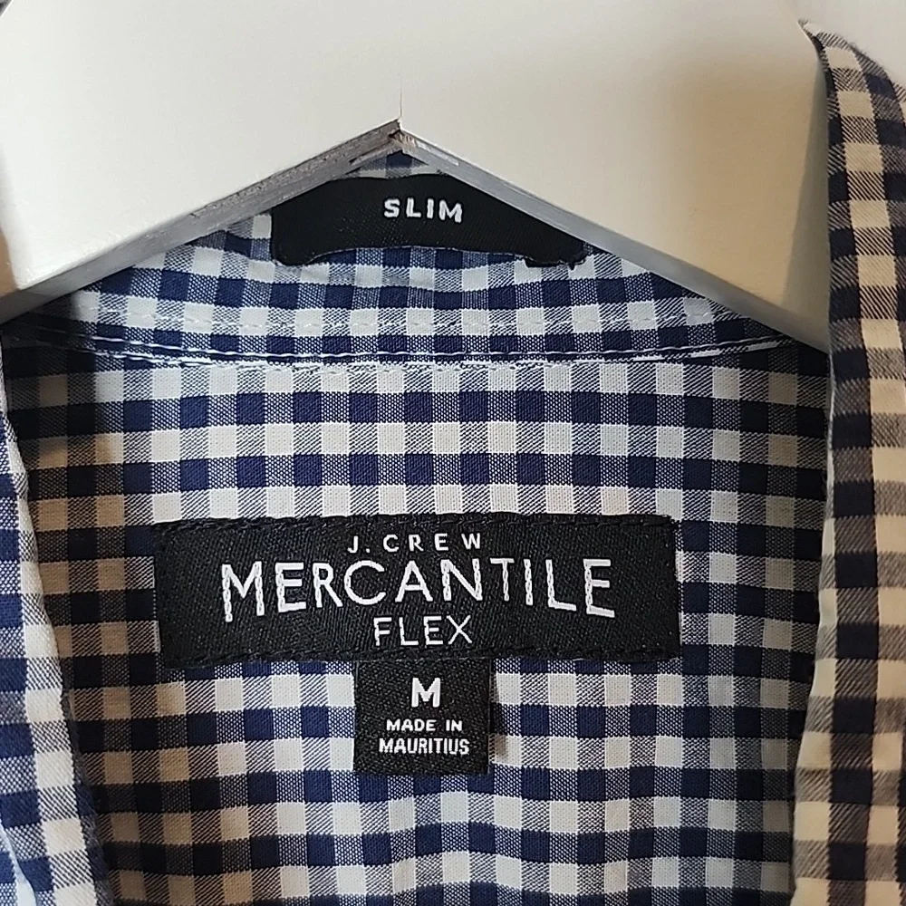 J. Crew Mercantile Navy & White Gingham Poplin Button Down Long Sleeve Medium